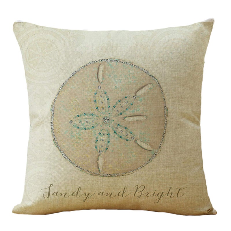 WOMHOPE Set of 4 Throw Pillow Covers Vintage Coastal Nautical Beach Shell Pillow Cases Square Cushion Cases Burlap Toss 18 x 18 Inch for Living Room,Couch and Bed (Blue Starfish) - Image 5