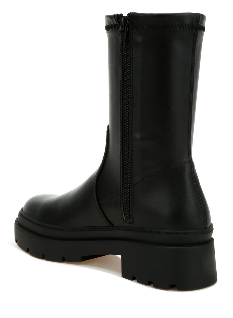 لندن راج أحذية نسائية من لندن راغ، مصنوعة من الجلد الصناعي الأسود السميك. - Image 3