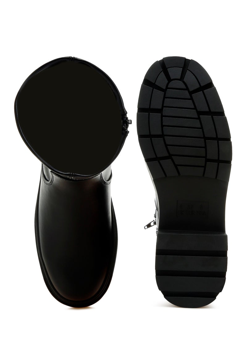 لندن راج أحذية نسائية من لندن راغ، مصنوعة من الجلد الصناعي الأسود السميك. - Image 4