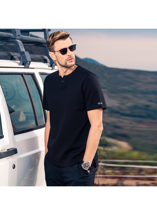 Light Luxury Y-neck】short Sleeve T-shirt For Men, Youth 2025 Summer Heavyweight Embroidered Base Layer Men's Tee - Image 4
