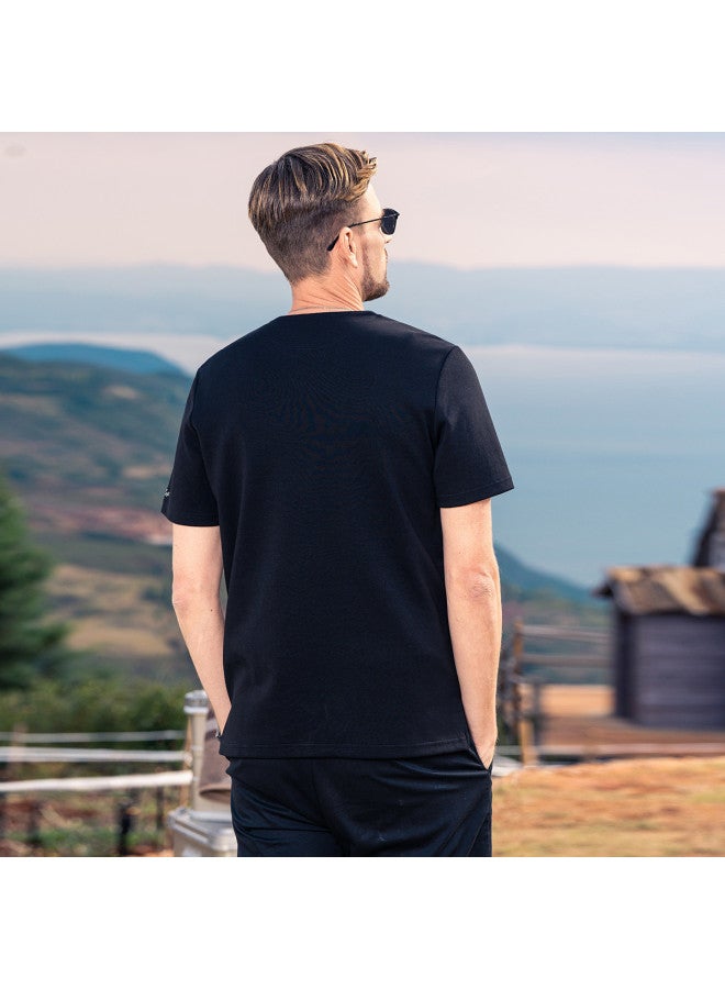 Light Luxury Y-neck】short Sleeve T-shirt For Men, Youth 2025 Summer Heavyweight Embroidered Base Layer Men's Tee - Image 5