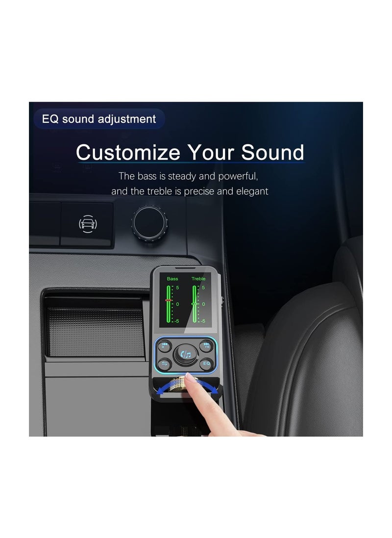 SYOSI - Bluetooth Car Adapter Bluetooth 5.3 FM Transmitter for HD Lossless Sound Quality EQ Sound QC3.0 PD3.0 Fast Charge FM Microphone Bluetooth 5.3 Car Adapter - Image 1