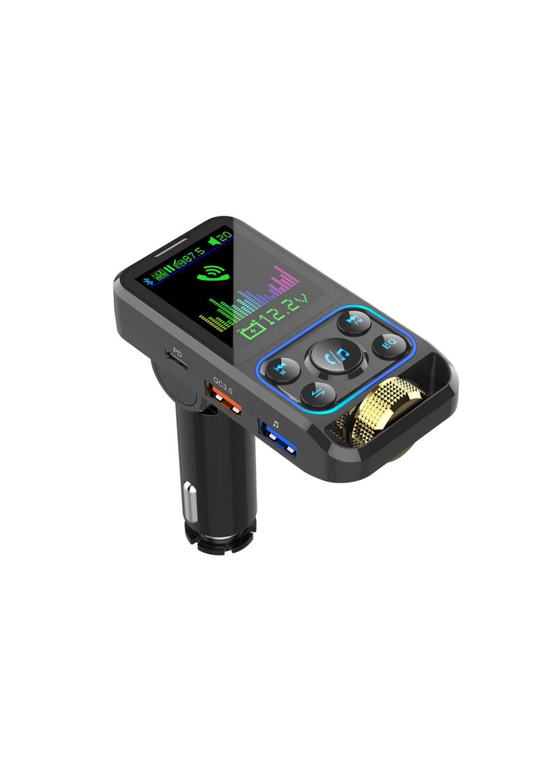SYOSI - Bluetooth Car Adapter Bluetooth 5.3 FM Transmitter for HD Lossless Sound Quality EQ Sound QC3.0 PD3.0 Fast Charge FM Microphone Bluetooth 5.3 Car Adapter - Image 1