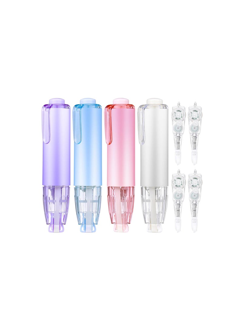 Y&D - White Out Correction Tape, Retractable out Tape Set, 4 Pcs Quick Dry Refillable Pen and Replacement Whiteout Aesthetic Instant Corrections School Office Supplies - Image 1