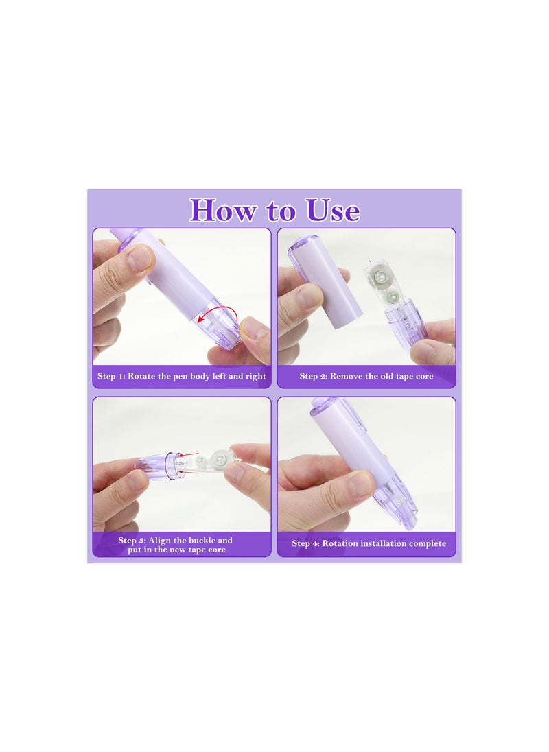 Y&D - White Out Correction Tape, Retractable out Tape Set, 4 Pcs Quick Dry Refillable Pen and Replacement Whiteout Aesthetic Instant Corrections School Office Supplies - Image 1