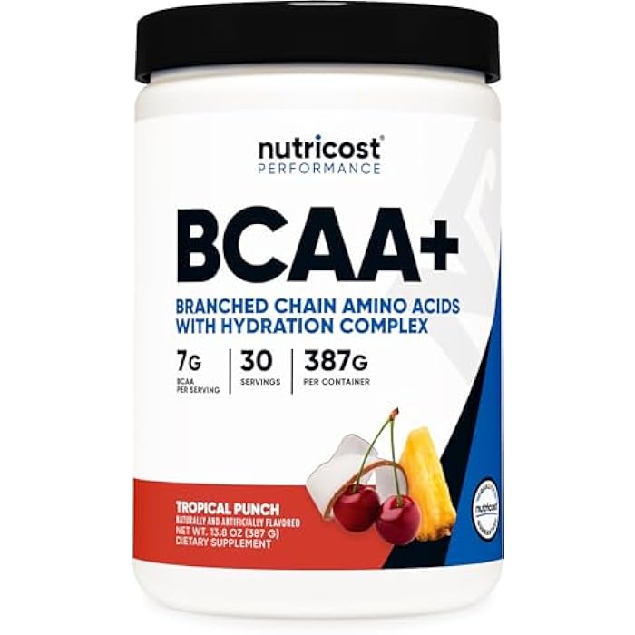 Nutricost BCAA + Hydration Powder (Tropical Punch) 30 Servings - Branched Chain Amino Acids with Hydration Complex - Gluten-Free, Non-GMO - Image 1