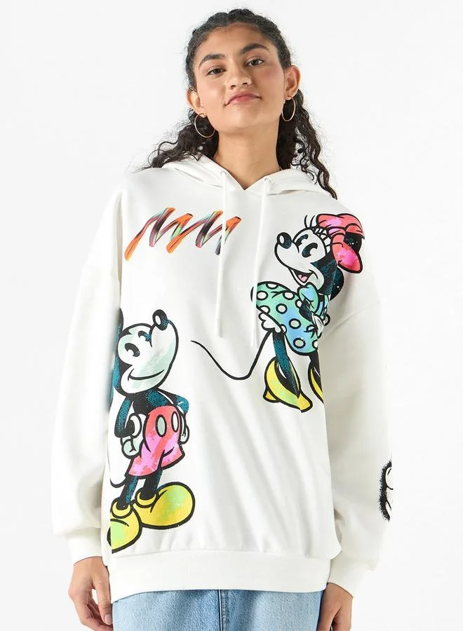 SP Characters Mickey Mouse and Friends Print Hoodie with Long Sleeves