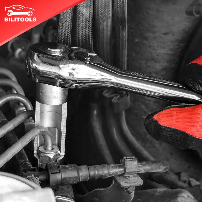 BILITOOLS Diesel Injector Fuel Line Socket Wrench Set, 3/8" Drive 10-19mm, for Thermo Switches, EGT Sensors, and Fuel Lines, Fastener on Bent Pipes, CRV - Image 2