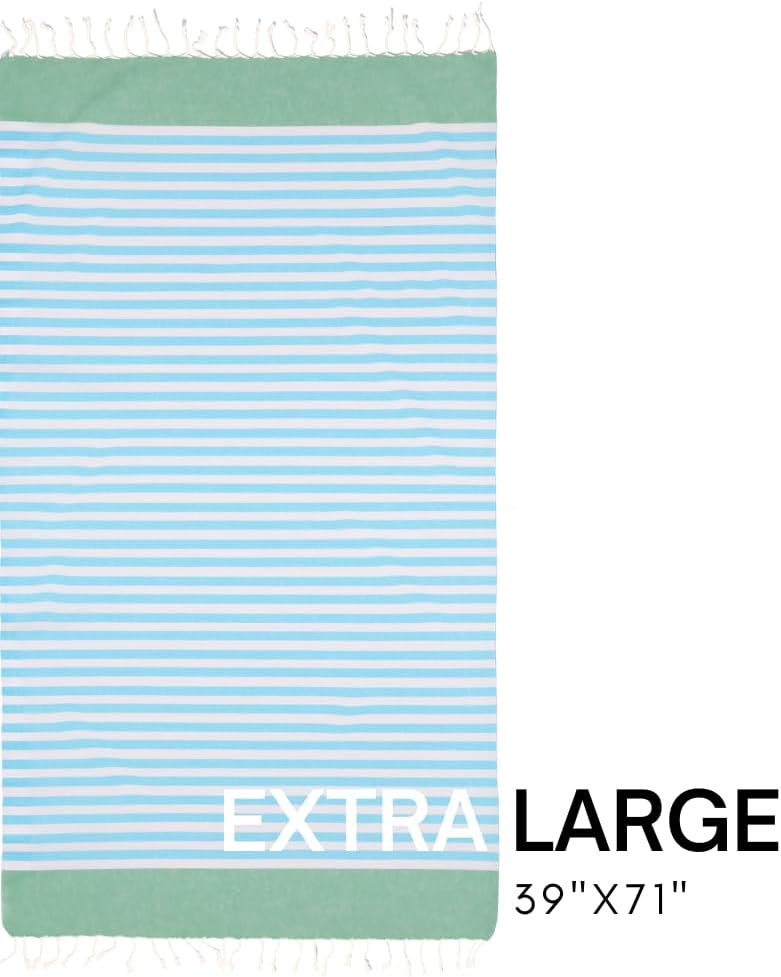 منشفة شاطئ تركية من باي لوريل مع حقيبة سفر 39 × 71 سريعة الجفاف وخالية من الرمال وخفيفة الوزن وكبيرة جدًا - Image 3