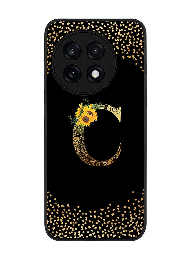 Stylizedd For OnePlus 13R / Ace 5 Pro Case,Slim fit Camera Protection, Shockproof Thin Phone cover  - Custom Floral Monogram - C ( Black )