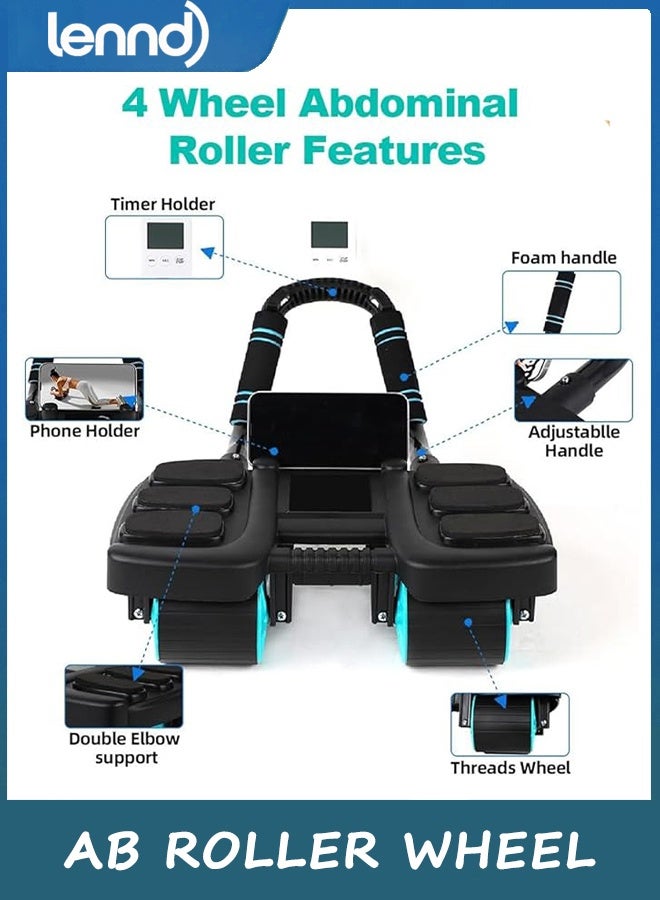 LENND 2025 New Automatic Rebound Ab Roller Wheel with Elbow Support & 4-Wheel Design - Core Exercise Equipment for Home Gym, Abdominal Workout Machine for Men/Women, Belly Fat Burner,Portable Fitness Roller Wheel - Image 2