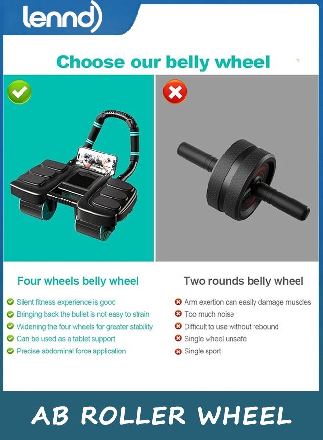 LENND 2025 New Automatic Rebound Ab Roller Wheel with Elbow Support & 4-Wheel Design - Core Exercise Equipment for Home Gym, Abdominal Workout Machine for Men/Women, Belly Fat Burner,Portable Fitness Roller Wheel - Image 5