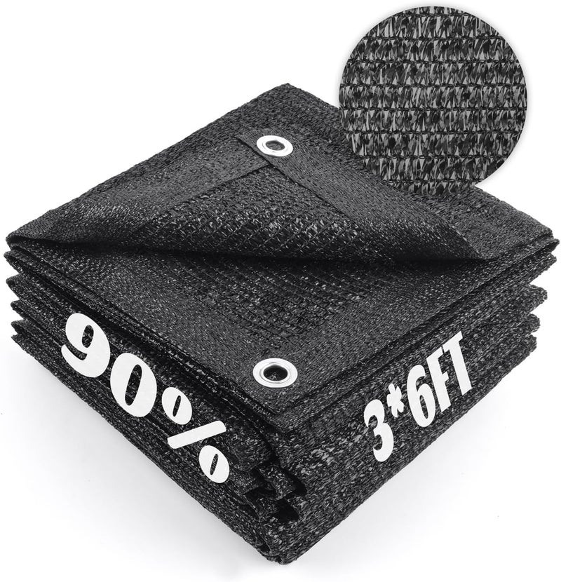 Cool Area منطقة كول 90% قماش تظليل شمسي شبكي مع حلقات معدنية لتغطية النباتات 3×6 قدم مظلة فناء برجولة حديقة بيت أسود مرآب سيارات بيت كلاب أسود - Image 1