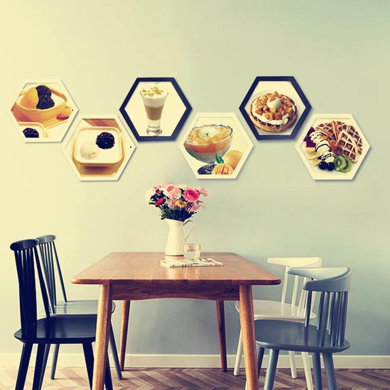 Hexagon Photo Frame 8 Inch Black - Durable Wood Acrylic MDF Material Easy To Install Wall Hanging Picture Frame for Home Office Hotels Clubs Galleries Gift Giving - Image 5