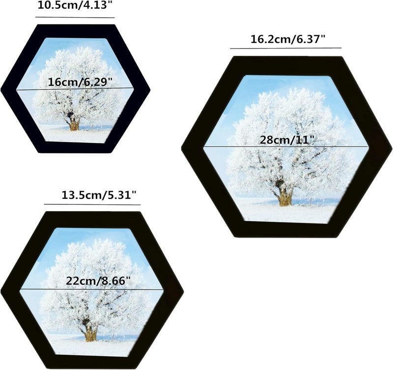 Hexagon Photo Frame 8 Inch Black - Durable Wood Acrylic MDF Material Easy To Install Wall Hanging Picture Frame for Home Office Hotels Clubs Galleries Gift Giving - Image 3