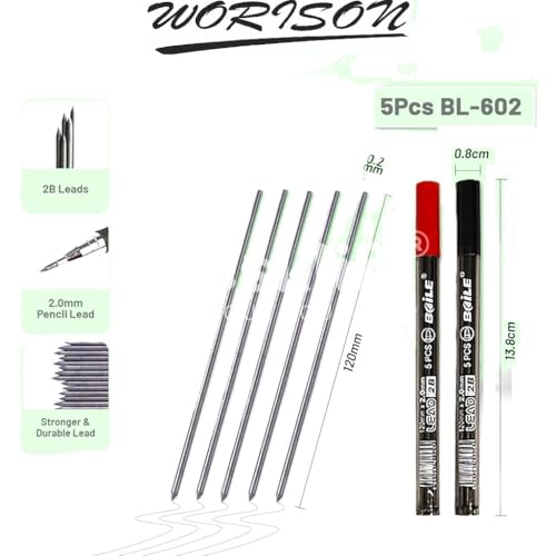 worison 12 Boxes of 2.0mm Mechanical Pencil Leads – 5 Leads per Box, Total 60 Leads – Strong, Smooth and Break Resistant Refills for Drafting, Drawing and Writing - Image 5