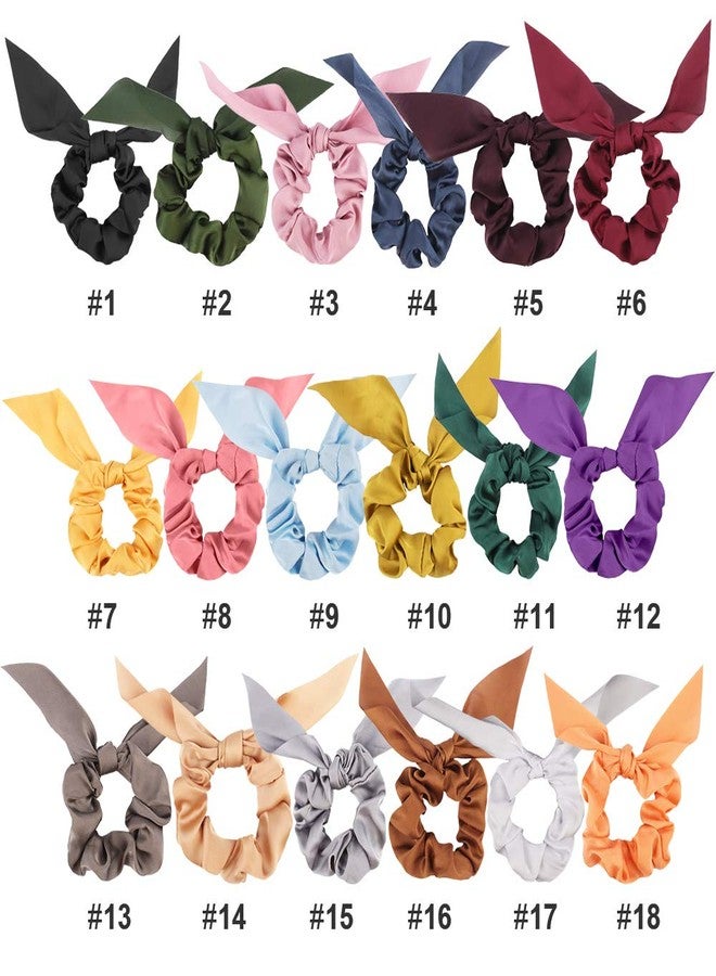 ANBALA Chiffon Silk Scrunchies Set, 18 Pcs Solid Color Bow Ponytail Holders, Rabbit Ear Bowknot Hair Accessories for Women and Girls - Image 4