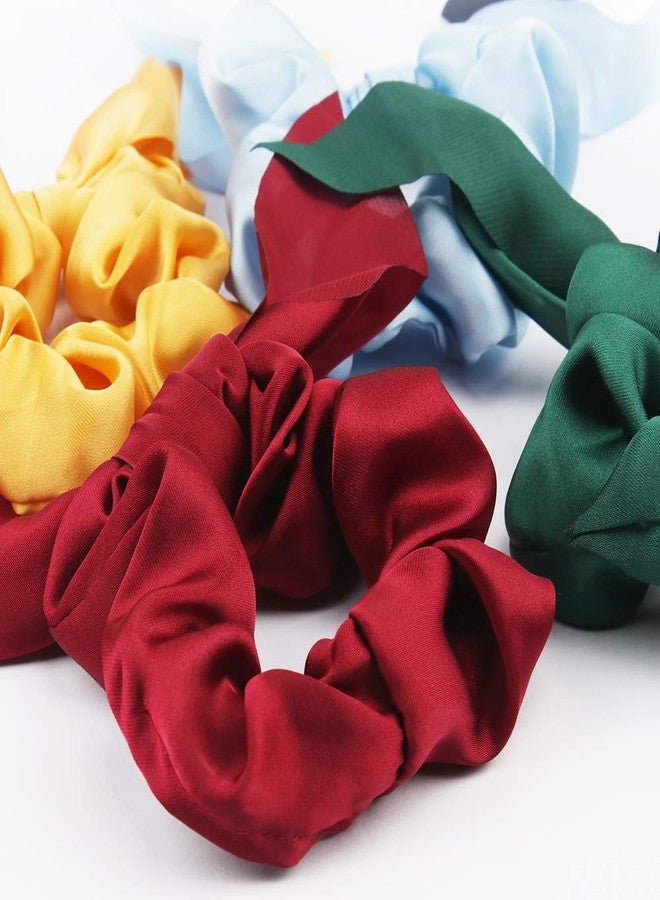 ANBALA Chiffon Silk Scrunchies Set, 18 Pcs Solid Color Bow Ponytail Holders, Rabbit Ear Bowknot Hair Accessories for Women and Girls - Image 2