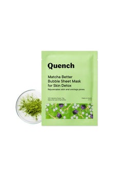 Quench Korean Bubble Sheet Mask With Matcha Green Tea Anti-Oxidants | Self-Foaming Korean Mask For Glowing Skin | Deep Cleanses & Purifies Skin | Made In Korea (Pack Of 1, 21Ml)