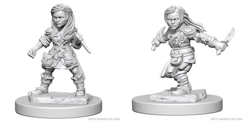 NECA WizKids Dungeons & Dragons: Nolzur's Marvelous Unpainted Minis: Halfling Female Rogue - Image 1