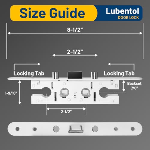 Lubentol 2 Point Bolt Mortise Lock Used for Pella Storm Door Handle Set Only Lock Body Storm Door Lock Replacement Part Fits Pella Screw Hole Center Spacing 714 2 Bolts Spacing212 White - Image 3