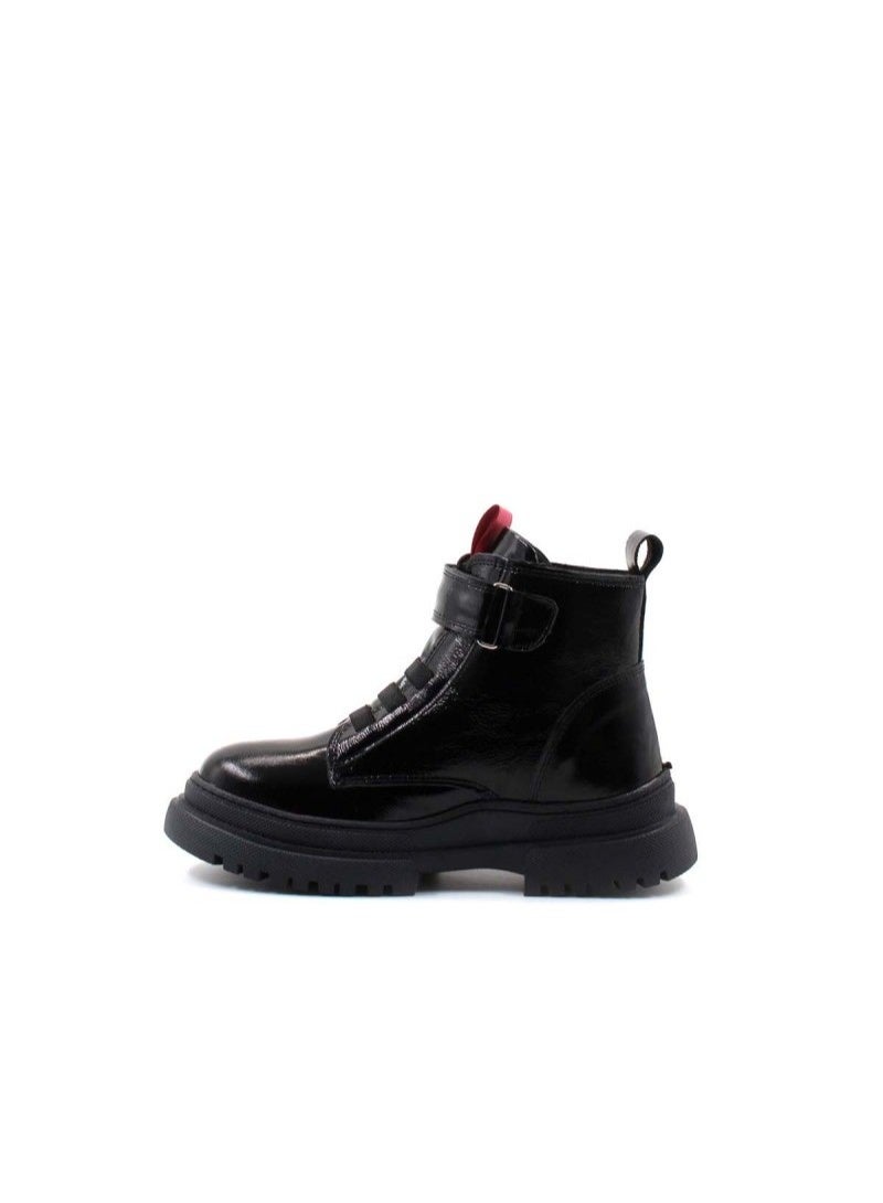 Fast Step Girls Black Leather Boots with Pink Heart Detail - Image 3