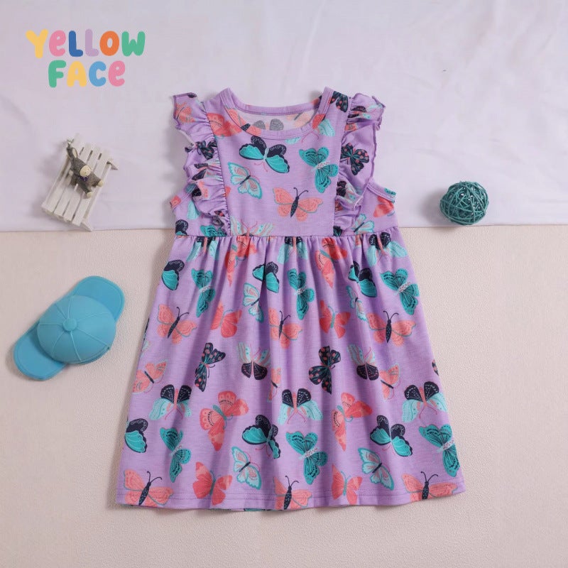 Children's Princess Dress with Cartoon Lace, Round Neck - Image 2