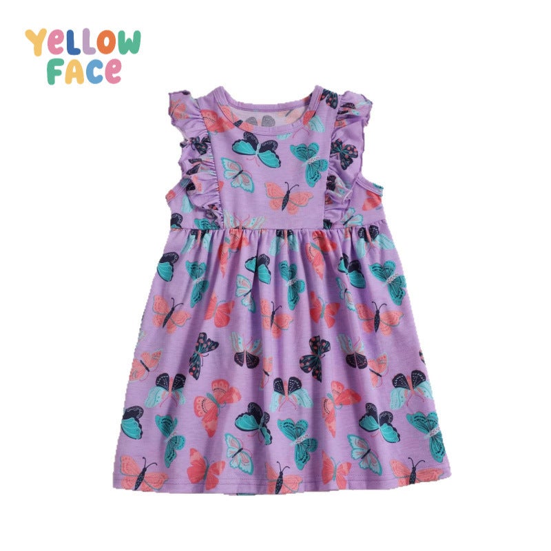 Children's Princess Dress with Cartoon Lace, Round Neck - Image 5
