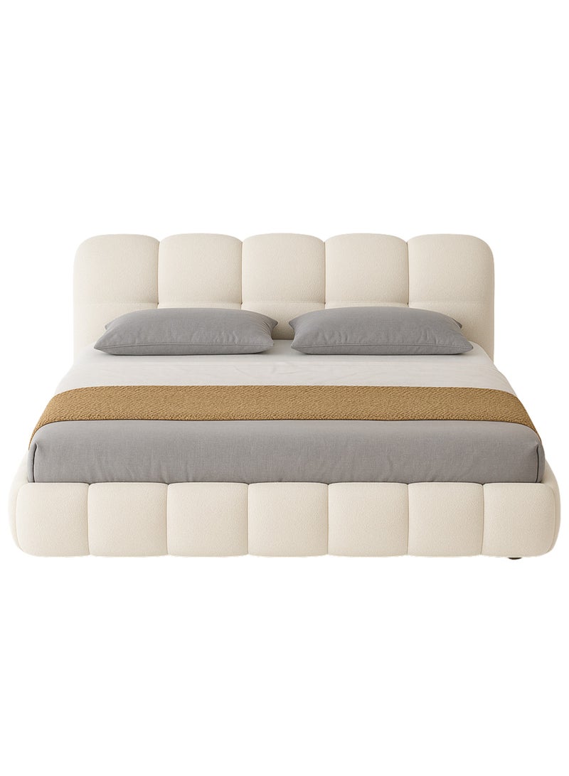 كستم ديكو سرير منصة منجد بتصميم سحابي حديث من تصميم كوستوم ديكو مع لوح رأس مبطن - إطار سرير قماشي منخفض الارتفاع قابل للتخصيص، مقاس كوين كبير 160×200 سم، أثاث الإمارات العربية المتحدة - Image 1