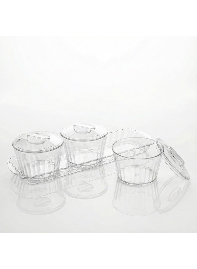 SOBHYS Acrylic 3-Bowl Serving Set with Clear Lids & Tray – Lightweight Snack Containers for Nuts, Fruits, Sweets & Olives – Easy to Clean, Multi-Use Home Serving Dish – 30.5 cm smart Design - SOBHYS - Image 1