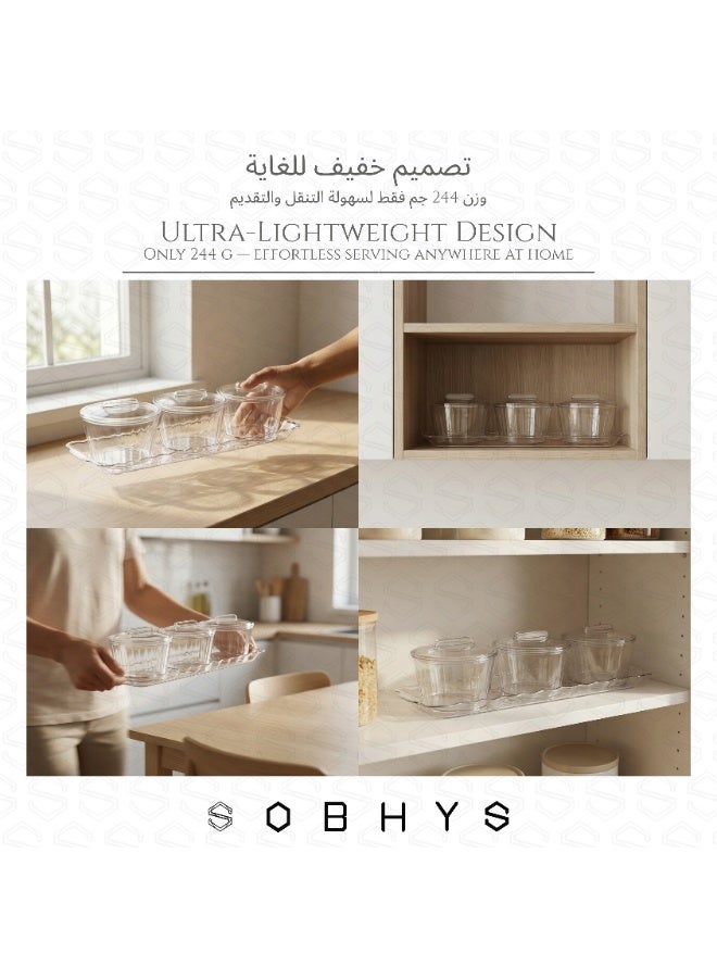 SOBHYS Acrylic 3-Bowl Serving Set with Clear Lids & Tray – Lightweight Snack Containers for Nuts, Fruits, Sweets & Olives – Easy to Clean, Multi-Use Home Serving Dish – 30.5 cm smart Design - SOBHYS - Image 4