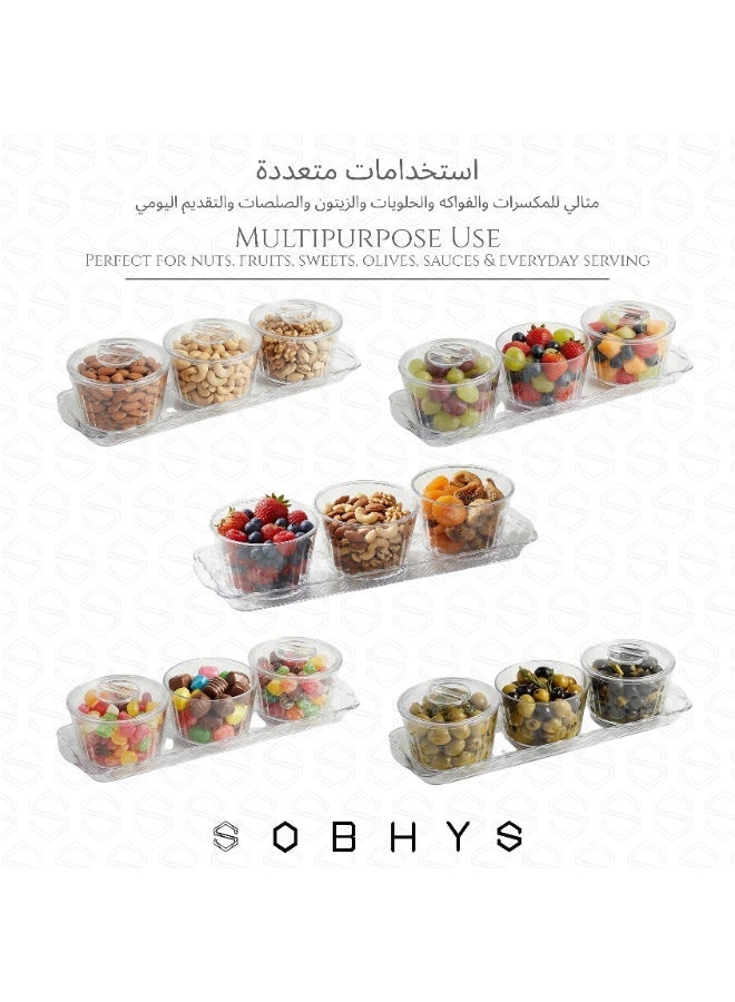 SOBHYS Acrylic 3-Bowl Serving Set with Clear Lids & Tray – Lightweight Snack Containers for Nuts, Fruits, Sweets & Olives – Easy to Clean, Multi-Use Home Serving Dish – 30.5 cm smart Design - SOBHYS - Image 3
