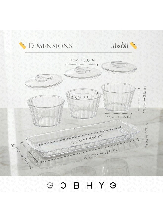 SOBHYS Acrylic 3-Bowl Serving Set with Clear Lids & Tray – Lightweight Snack Containers for Nuts, Fruits, Sweets & Olives – Easy to Clean, Multi-Use Home Serving Dish – 30.5 cm smart Design - SOBHYS - Image 2