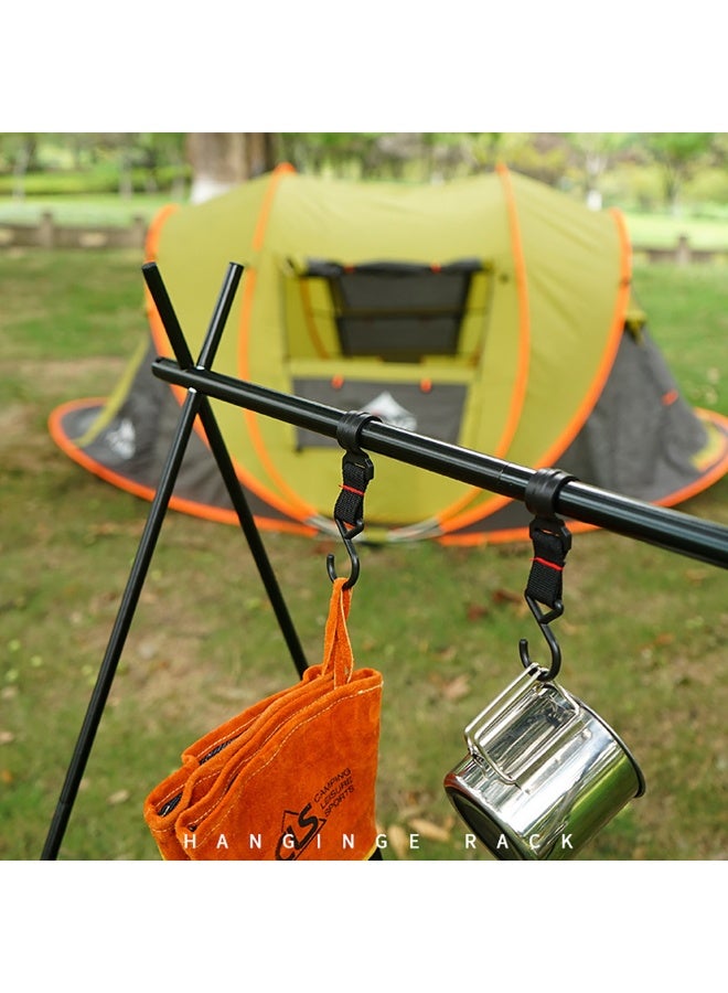 Portable Camping Hanging Rack - Foldable 5-Hook Metal Tripod Stand Hanging Organizer for Camping Gear Outdoor Cookware, 101x80x101.5cm, Black - Image 5