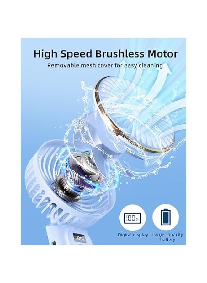 Portable Handheld Fan, Portable Fan Rechargeable, 3600mAh, 180° Adjustable, 6 Speed Wind, Display Electricity in Real Time, USB Rechargeable Foldable Fan, Quiet Personal Fan as Power Bank - Image 2