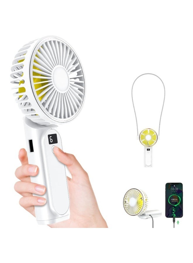 Portable Handheld Fan, Portable Fan Rechargeable, 3600mAh, 180° Adjustable, 6 Speed Wind, Display Electricity in Real Time, USB Rechargeable Foldable Fan, Quiet Personal Fan as Power Bank - Image 1