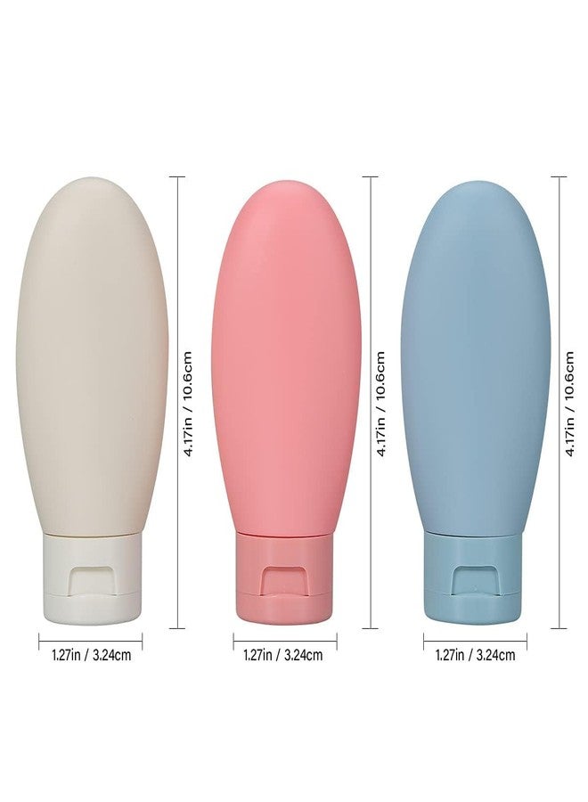 Riviox مجموعة زجاجات سفر ريفيوكس، 3 قطع، زجاجات وحاويات سفر سعة 60 مل، زجاجات بلاستيكية صغيرة فارغة قابلة للضغط لأدوات النظافة الشخصية أثناء السفر، والشامبو والبلسم مع حقيبة تخزين - Image 2