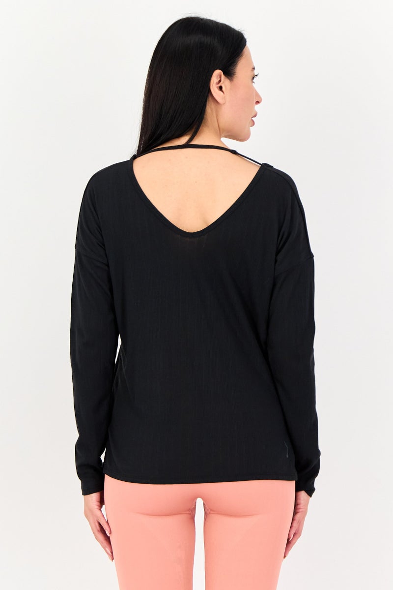 Nike Women Dri Fit Long Sleeve Yoga Top, Black - Image 3