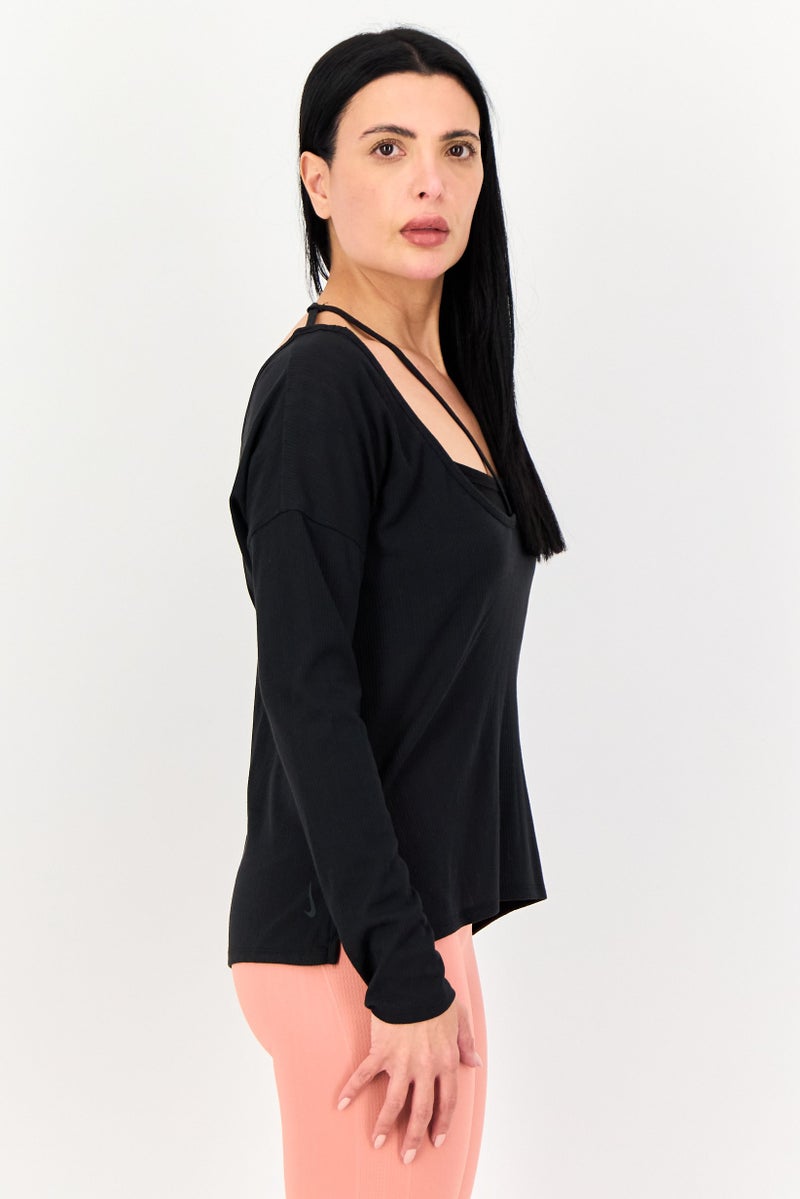Nike Women Dri Fit Long Sleeve Yoga Top, Black - Image 2
