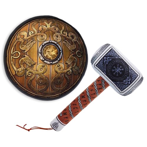 June Garden Little Vikings Hammer and Shield Playset Safe Plush Soft Pretend Play Weapons Gifts for Kids - Image 1
