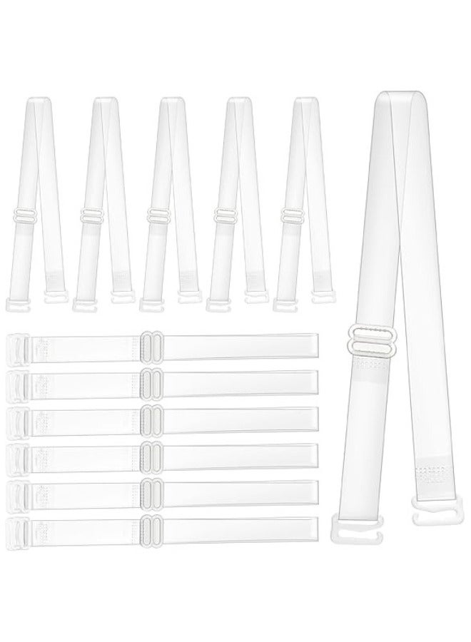 6 Pairs Invisible Bra Straps, Non-Slip Transparent Bra Straps Adjustable Transparent Straps, Replacement Shoulder Straps for Women and Girls - Clear - Image 1