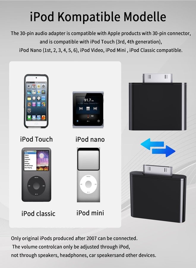 RICHUPON 30 Pin Audio Adapter for iPod Classic/Nano/Touch/Mini/Video - Image 2