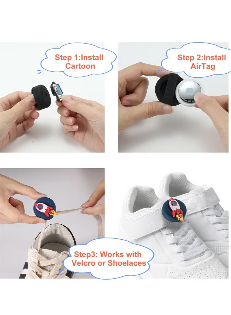 Risen 2 pack Silicone AirTag Holder for Kids Shoelaces, Cartoon GPS Tracker Case, Hidden Wear-resistant Tracker Locator Protective Case for girls Shoes, Pets, Airtag Shoe Sole Children - Image 4