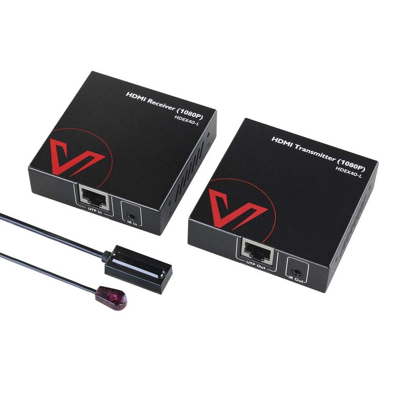AV Access HDMI Extender Over Cat5e/6a/7 up to 1080P@60Hz 164ft/50m with IR Remote Control, FullHD HDMI Balun, Supports PoE/PoC Function(HDEX40-L)
