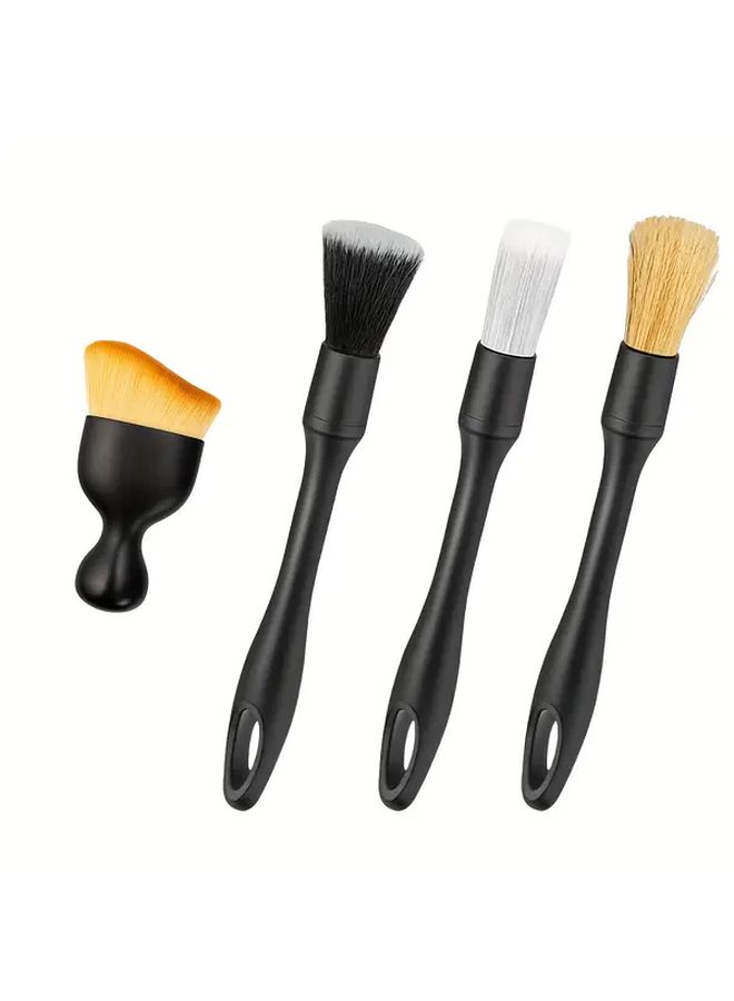 5 Pieces Black Heavy Duty Car Cleaning Brush Set Interior Exterior Detailing Kit - Image 1