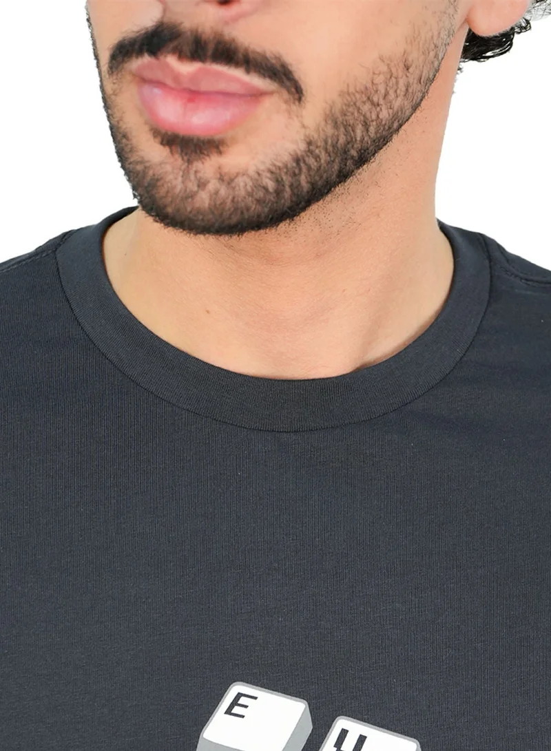 GIORDANO  Men’s Slim Cotton Crew Neck Message Print Tee for Men | Best Price UAE