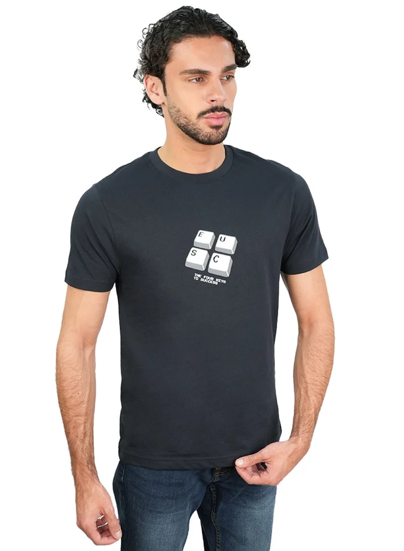 Men’s Slim Cotton Crew Neck Message Print Tee