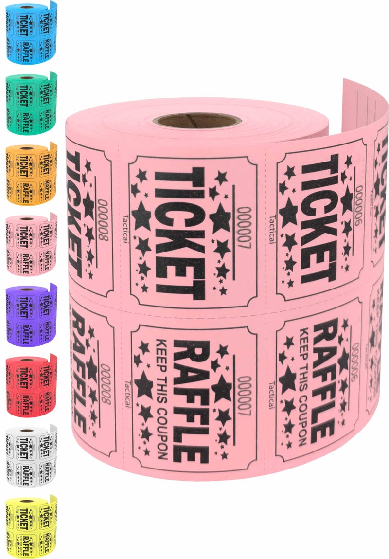Tacticai 500 Raffle Tickets, Pink (1 of 8 Colors), Double Roll, Large Ticket for Events, Entry, Class Reward, Fundraiser & Prizes - Image 1