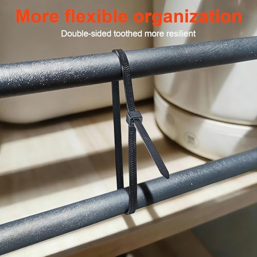 JIANYANG Zip Ties Assorted Size,8+12+14 Inch V-Shaped Toothed Double Sided Toothed,100 LBS Tensile Strength Heavy Duty Cable Wire Ties More Durable Nylon Tie Wraps for Indoor Outdoor（1000 Pack） - Image 5