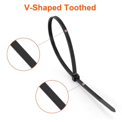 JIANYANG Zip Ties Assorted Size,8+12+14 Inch V-Shaped Toothed Double Sided Toothed,100 LBS Tensile Strength Heavy Duty Cable Wire Ties More Durable Nylon Tie Wraps for Indoor Outdoor（1000 Pack） - Image 3